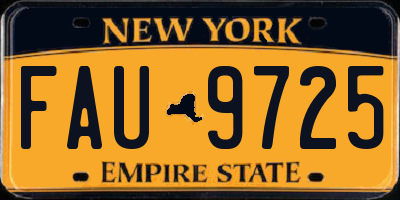 NY license plate FAU9725