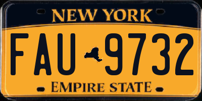 NY license plate FAU9732
