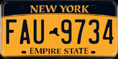 NY license plate FAU9734