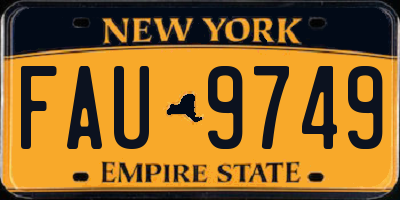 NY license plate FAU9749