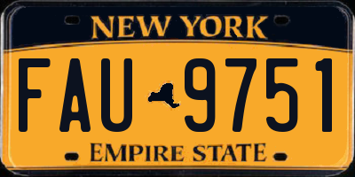NY license plate FAU9751