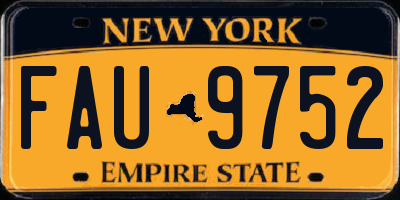 NY license plate FAU9752