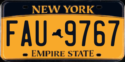 NY license plate FAU9767
