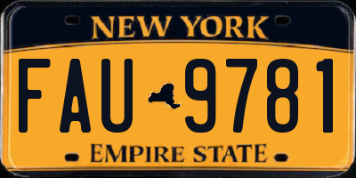 NY license plate FAU9781