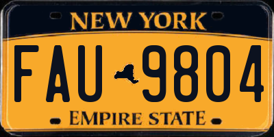 NY license plate FAU9804