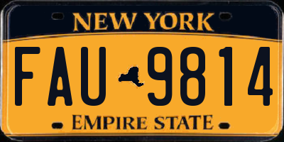 NY license plate FAU9814