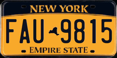 NY license plate FAU9815