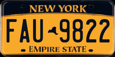 NY license plate FAU9822