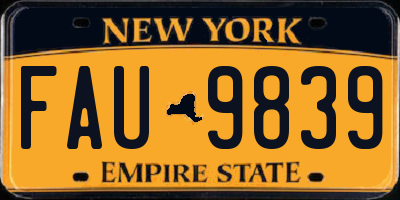 NY license plate FAU9839
