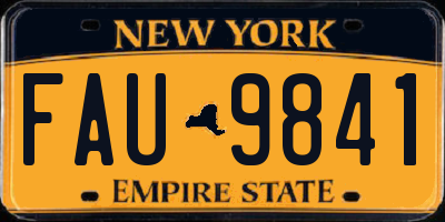 NY license plate FAU9841