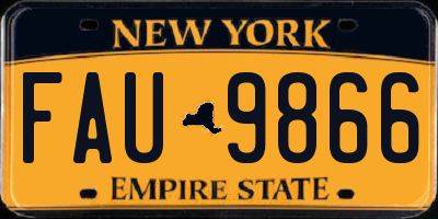 NY license plate FAU9866
