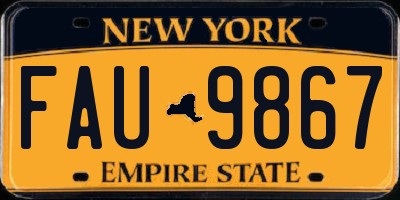NY license plate FAU9867