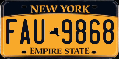 NY license plate FAU9868
