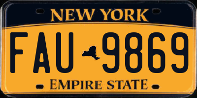 NY license plate FAU9869