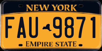 NY license plate FAU9871
