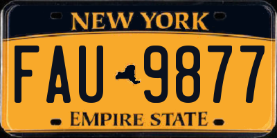 NY license plate FAU9877