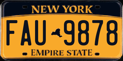 NY license plate FAU9878