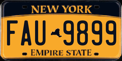NY license plate FAU9899