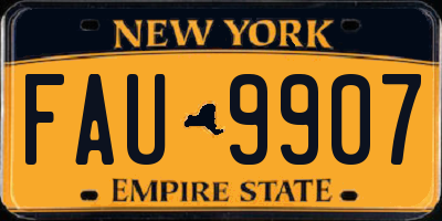 NY license plate FAU9907