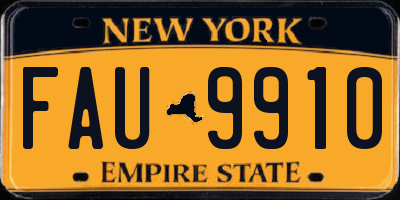 NY license plate FAU9910