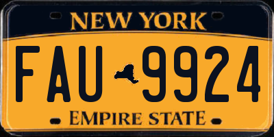 NY license plate FAU9924