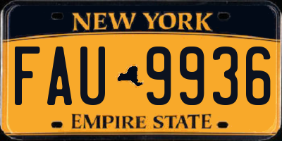 NY license plate FAU9936
