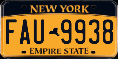 NY license plate FAU9938