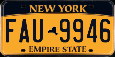 NY license plate FAU9946