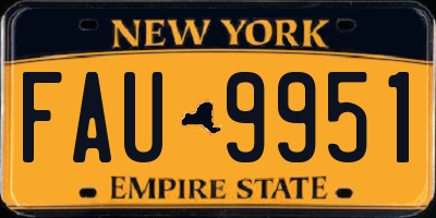 NY license plate FAU9951