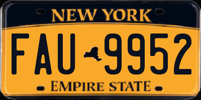 NY license plate FAU9952
