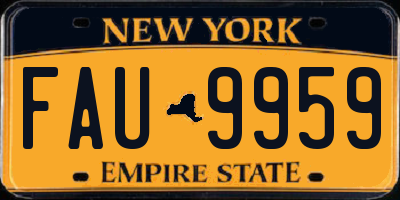 NY license plate FAU9959