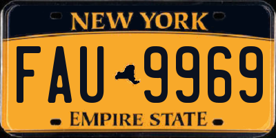 NY license plate FAU9969