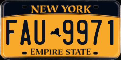 NY license plate FAU9971