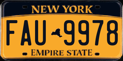 NY license plate FAU9978