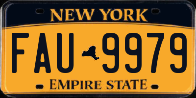 NY license plate FAU9979