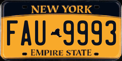 NY license plate FAU9993