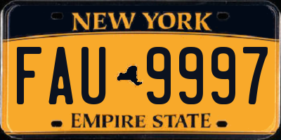 NY license plate FAU9997