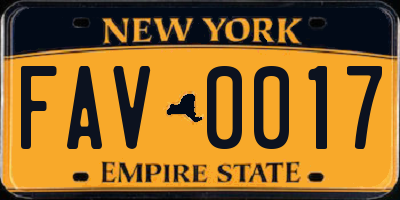 NY license plate FAV0017