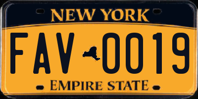 NY license plate FAV0019