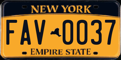NY license plate FAV0037