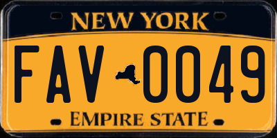 NY license plate FAV0049