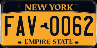 NY license plate FAV0062