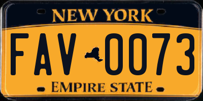 NY license plate FAV0073