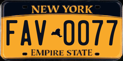 NY license plate FAV0077