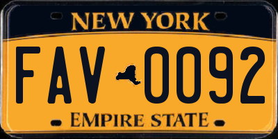 NY license plate FAV0092