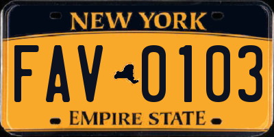 NY license plate FAV0103