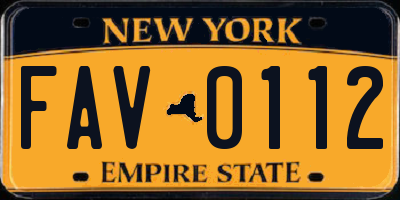 NY license plate FAV0112