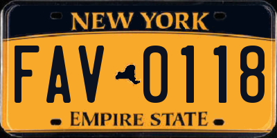 NY license plate FAV0118
