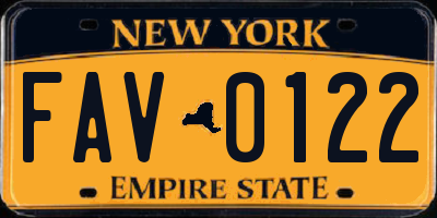 NY license plate FAV0122