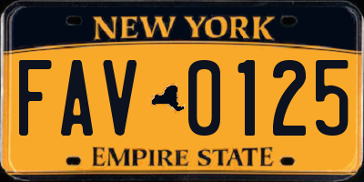 NY license plate FAV0125